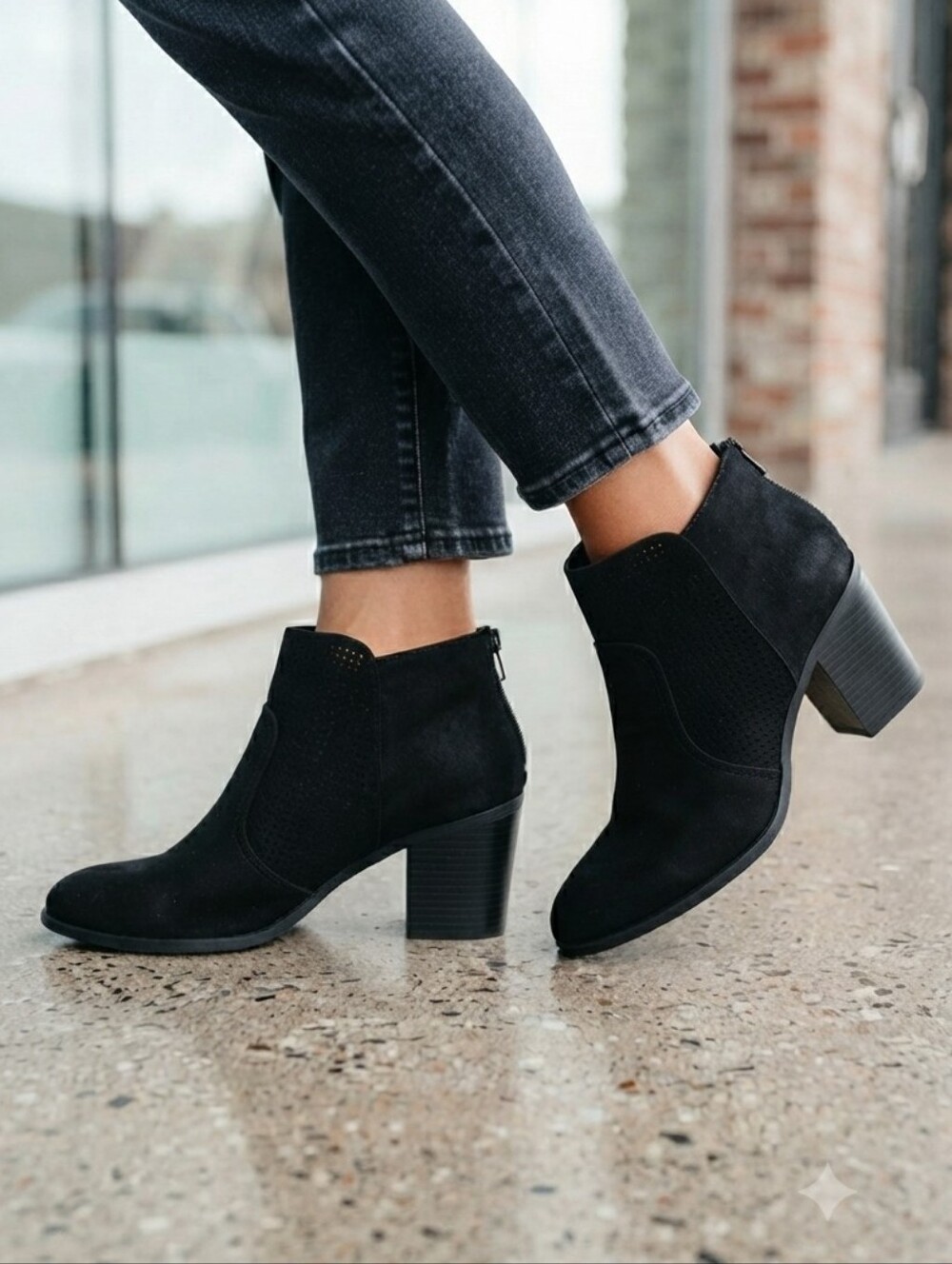Dolce Vita 8.5 Modern Contemporary Sleek Edgy Perforated Suedette Fabric Booties